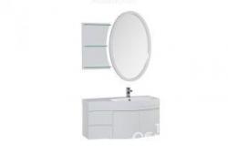 Комплект мебели Aquanet  Опера 115 правая распашные двери зеркало овальное+полка цвет белый (169418)