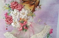 Картина лентами Девочка с цветами в Краснодаре - объявление №1956570